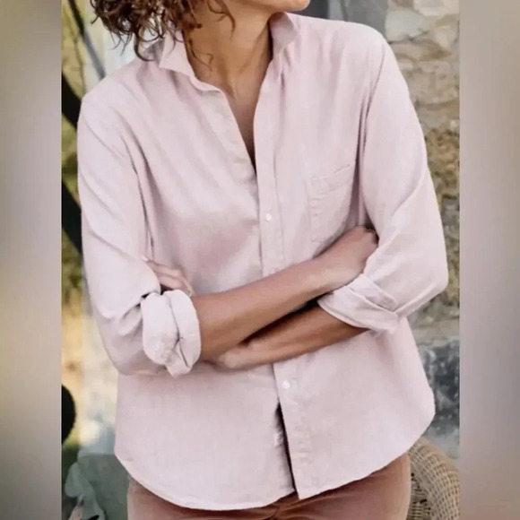 Frank & Eileen Eileen Woven Button Up Melange Pink & Grey Size Large - Picture 1 of 11